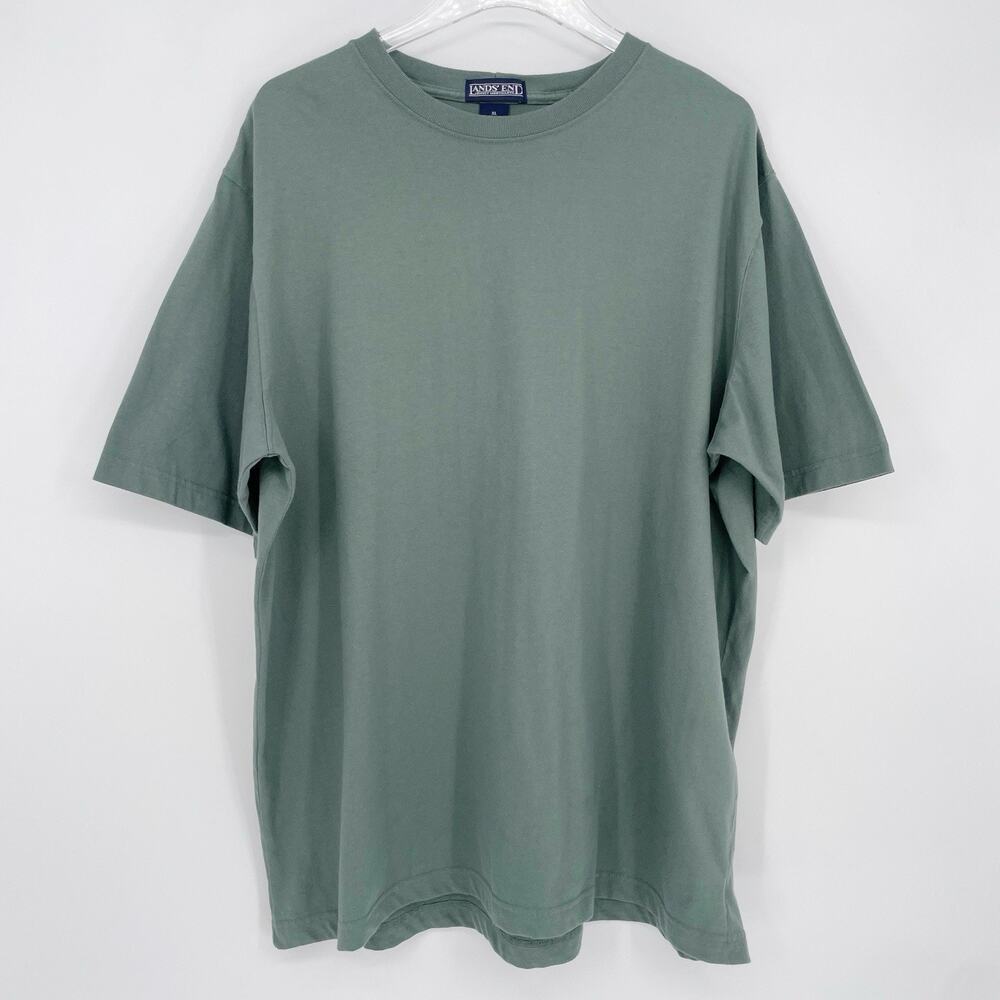 NWOT‎ Lands' End Men's XL Green Crewneck T-Shirt 100% Cotton Super Soft Basic